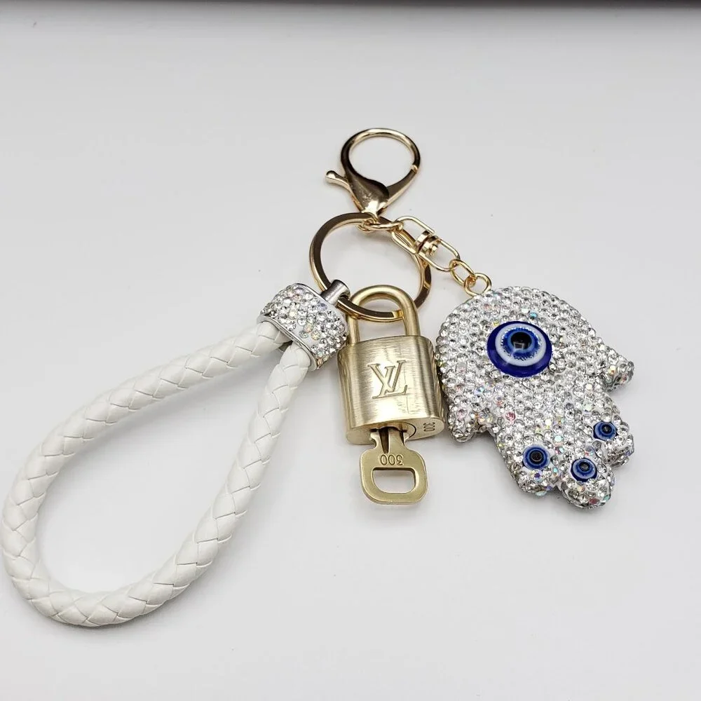 Authentic Louis Vuitton Lock & Key with unbranded Evil Eye Bagcharm